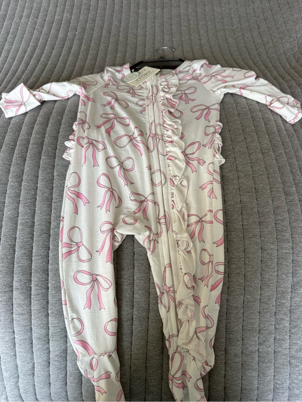 Scout & Story Pink Bow Print Footie